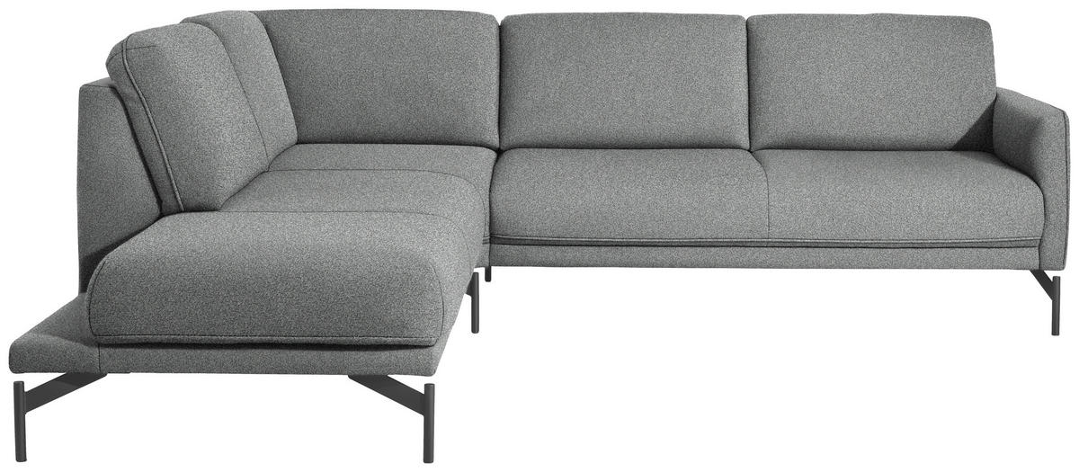 ECKSOFA in Flachgewebe, Struktur Hellgrau  - Anthrazit/Hellgrau, Design, Textil/Metall (230/254cm) - Johann Jakob