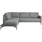 ECKSOFA in Flachgewebe, Struktur Hellgrau  230/254 cm  - Anthrazit/Hellgrau, Design, Textil/Metall (230/254cm) - Johann Jakob