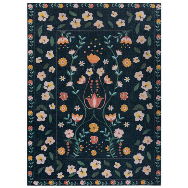WEBTEPPICH 170/240 cm NORDIC FLORAL Dunkelblau  - Dunkelblau, KONVENTIONELL, Textil (170/240cm)