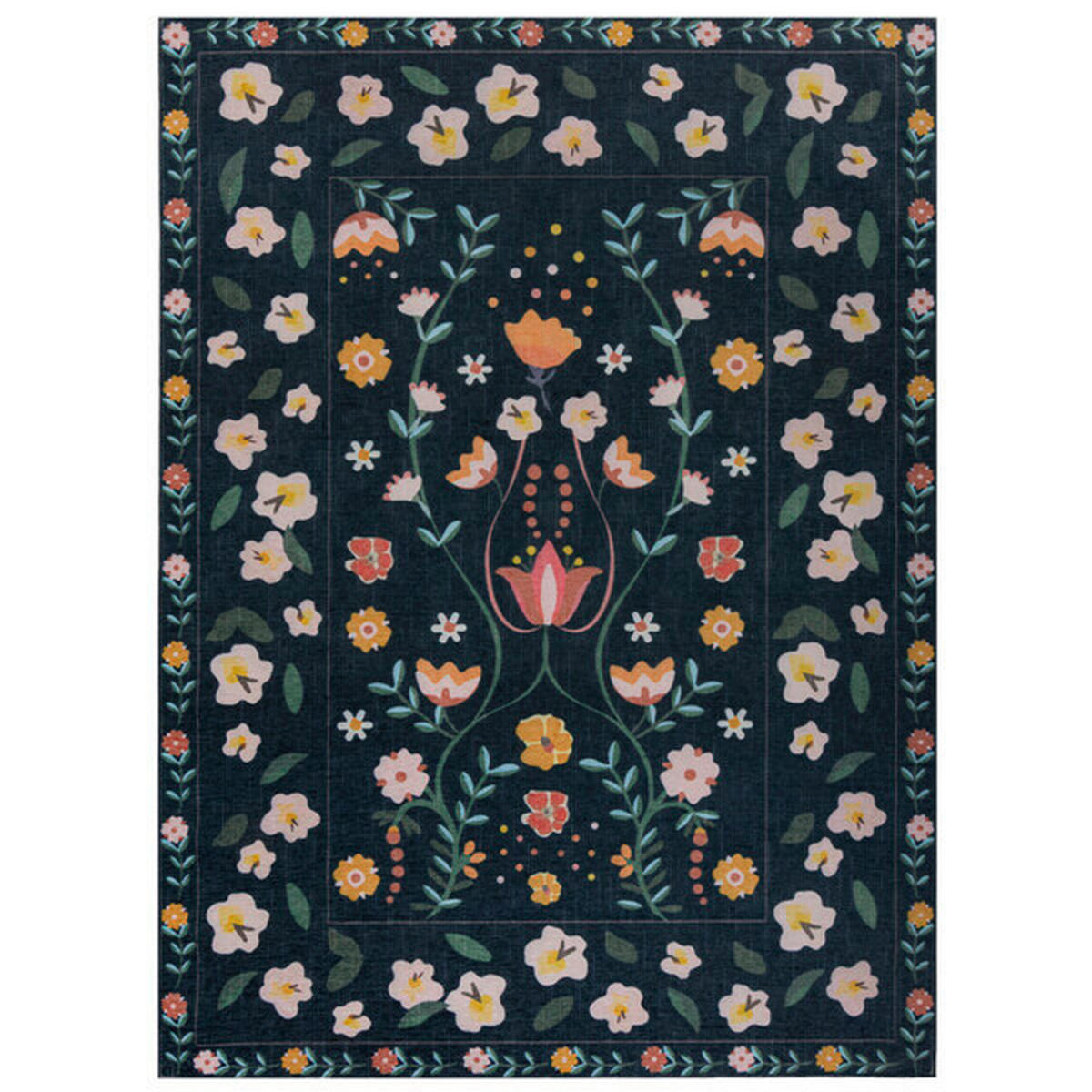 WEBTEPPICH 170/240 cm NORDIC FLORAL Dunkelblau  - Dunkelblau, KONVENTIONELL, Textil (170/240cm)