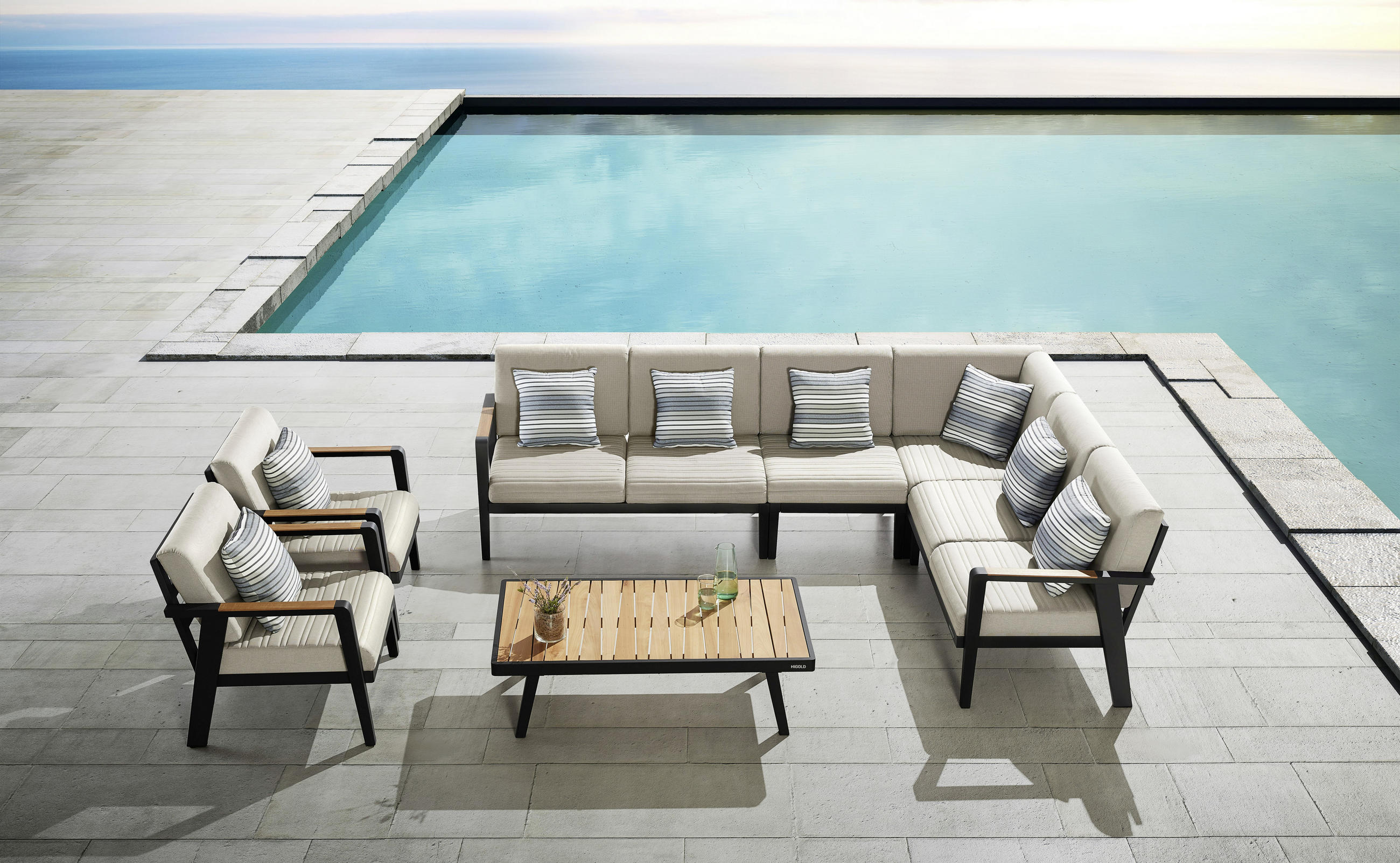 GARTENSESSEL Teakholz Aluminium Anthrazit, Hellgrau  - Anthrazit/Hellgrau, Design, Holz/Textil (56/80/63cm) - Ambia Garden