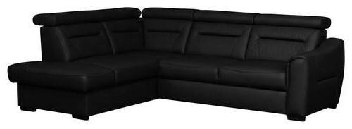 ECKSOFA Lederlook Echtleder Schwarz  - Wengefarben/Schwarz, Design, Leder/Holz (212/260cm) - Celina Home