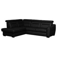 ECKSOFA Lederlook Echtleder Schwarz  - Wengefarben/Schwarz, Design, Leder/Holz (212/260cm) - Celina Home
