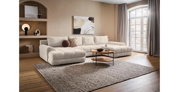 WOHNLANDSCHAFT  in Cord Beige  - Chromfarben/Beige, KONVENTIONELL, Kunststoff/Textil (180/376/180cm) - Carryhome