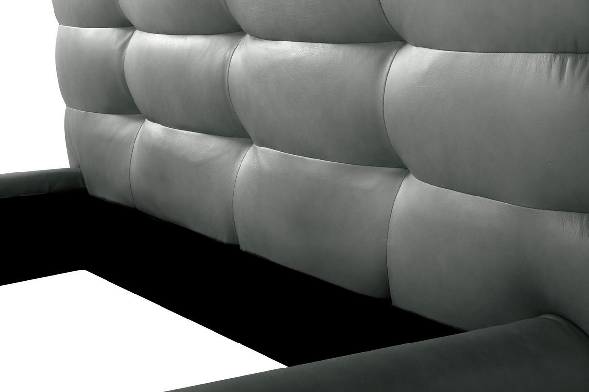 POLSTERBETT gepolstertes Kopfteil Grau 180/200 cm  - Schwarz/Grau, Design, Leder/Metall (180/200cm) - Esposa