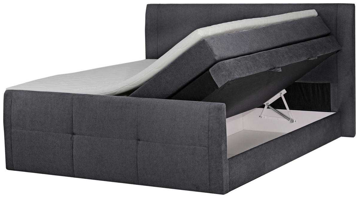 BOXSPRINGBETT 160/200 cm  in Grau  - Schwarz/Grau, KONVENTIONELL, Kunststoff/Textil (160/200cm) - Boxxx