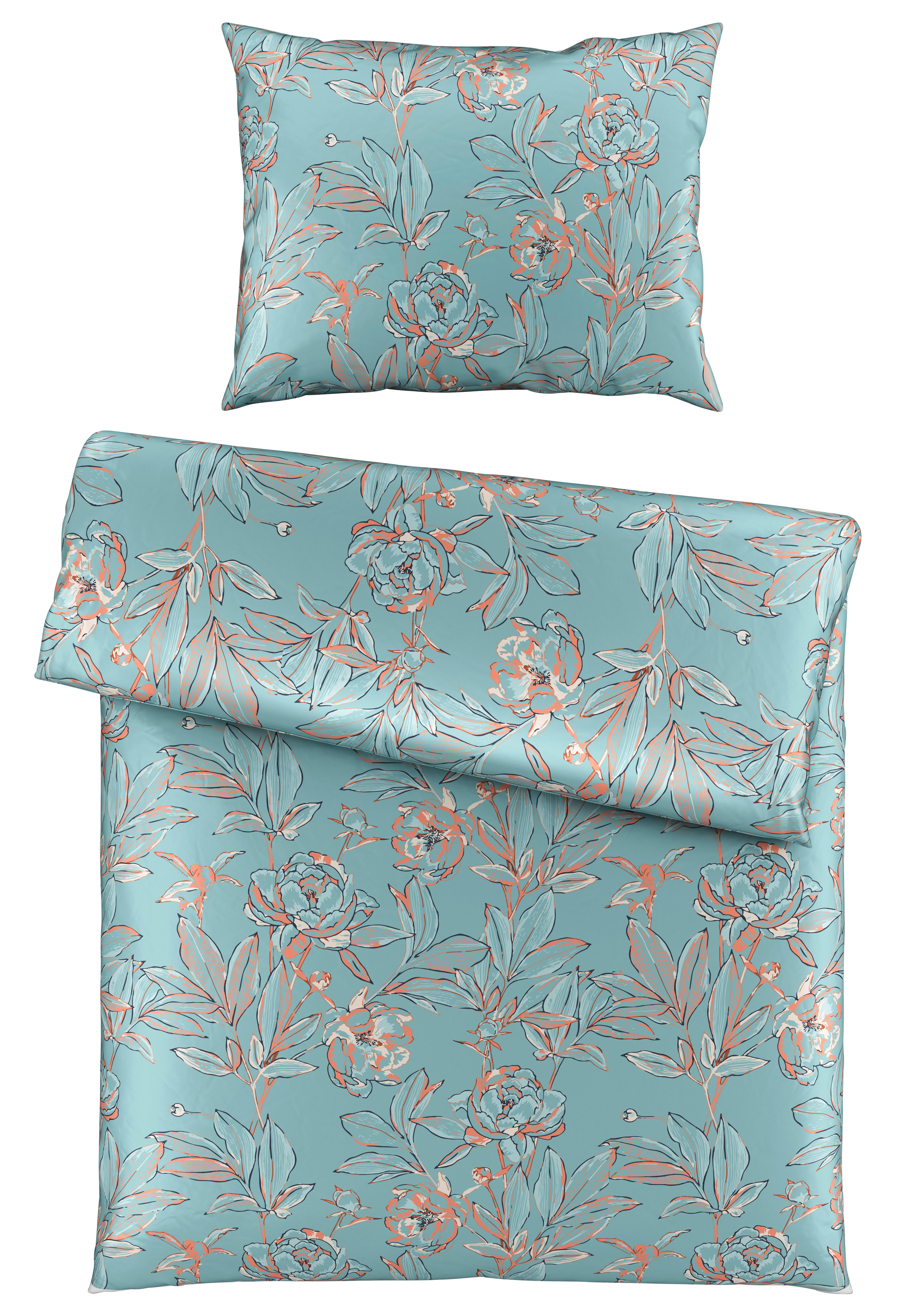 POSTELJINA CELADON 140/200 cm saten sivo-plava  - sivo-plava, Dizajnerski, tekstil (140/200cm) - Novel