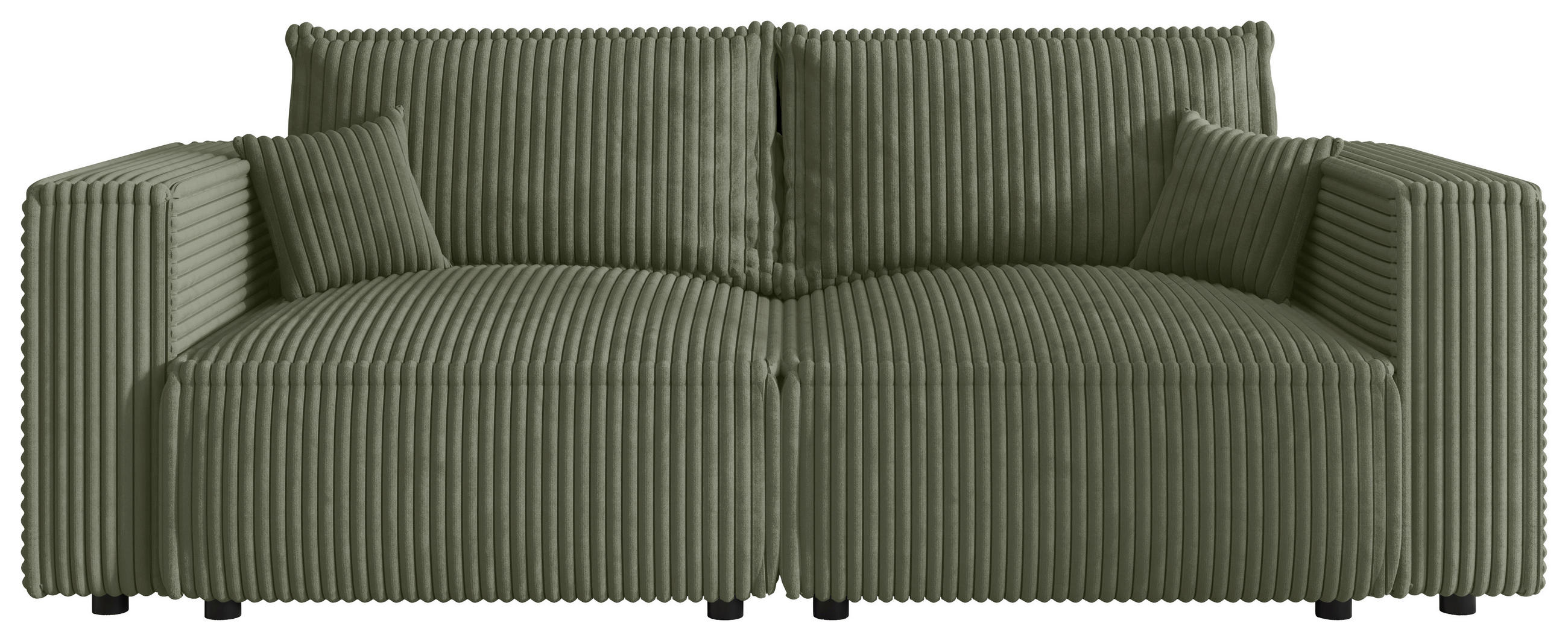 SCHLAFSOFA Cord Olivgrün  inkl. Zierkissen, Bettkasten, Schlaffunktion  - Schwarz/Olivgrün, MODERN, Kunststoff/Textil (250/68/104cm) - Xora