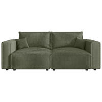 SCHLAFSOFA Cord Olivgrün  inkl. Zierkissen, Bettkasten, Schlaffunktion  - Schwarz/Olivgrün, MODERN, Kunststoff/Textil (250/68/104cm) - Xora