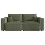 SCHLAFSOFA Cord Olivgrün  inkl. Zierkissen, Bettkasten, Schlaffunktion  - Schwarz/Olivgrün, MODERN, Kunststoff/Textil (250/68/104cm) - Xora