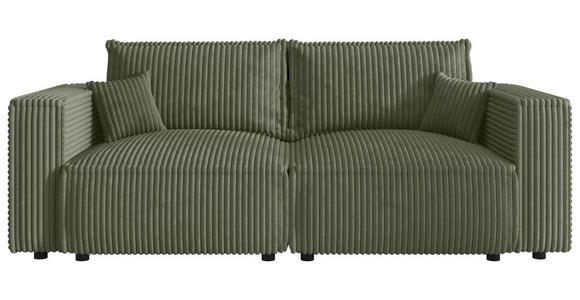 SCHLAFSOFA Cord Olivgrün  inkl. Zierkissen, Bettkasten, Schlaffunktion  - Schwarz/Olivgrün, MODERN, Kunststoff/Textil (250/68/104cm) - Xora