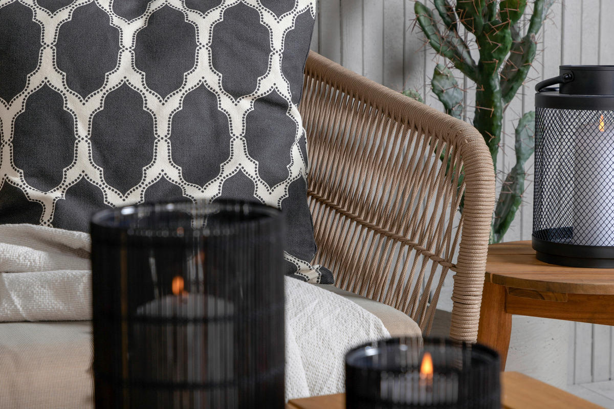 LOUNGEGRUPP 210/160 cm akacia aluminium  - beige/akaciefärgad, Klassisk, metall/trä (210/160cm) - Gardenson