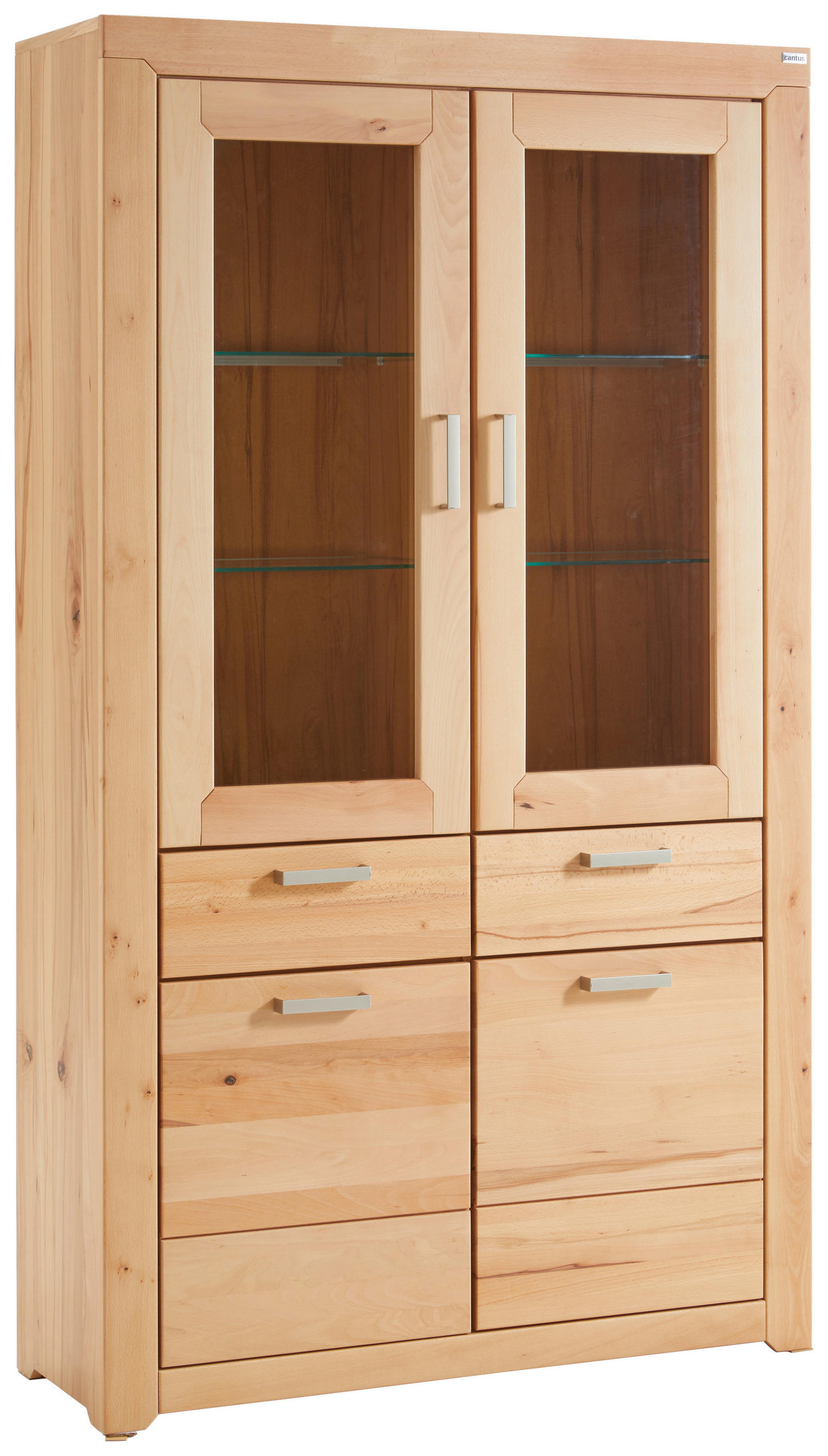 VITRINE in teilmassiv Wildkernbuche Buchefarben - Buchefarben/Silberfarben, Natur, Glas/Holz (112/195/40cm) - Cantus
