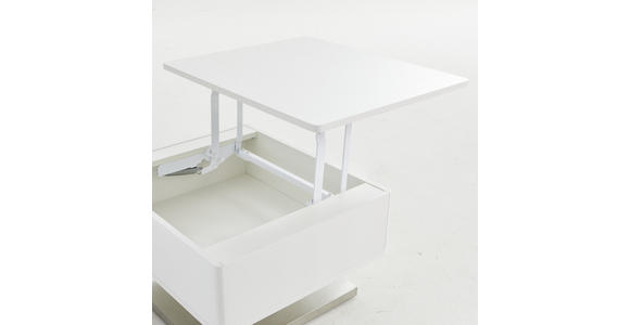 COUCHTISCH 60/70/40,5 cm rechteckig Weiß, Edelstahlfarben - Edelstahlfarben/Weiß, Design, Holzwerkstoff/Metall (60/70/40,5cm) - Novel