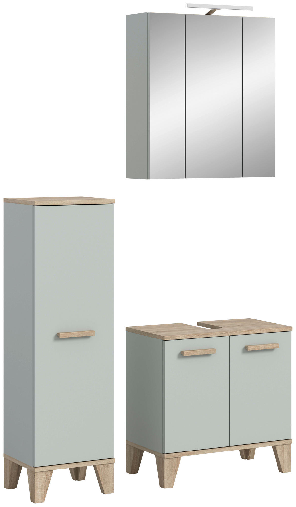 BADEZIMMER 4-teilig 94 cm  - Eiche San Remo/Graugrün, Modern, Holzwerkstoff/Kunststoff (94cm) - MID.YOU