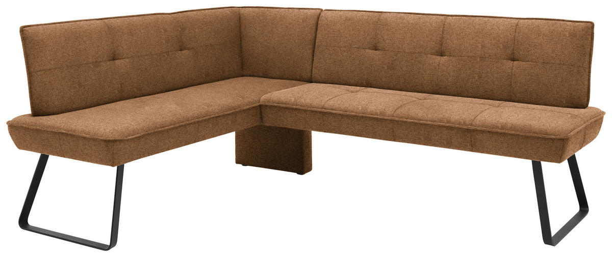 ECKBANK 157/204 cm  in Schwarz, Cognac  - Cognac/Schwarz, Design, Textil/Metall (157/204cm) - Dieter Knoll