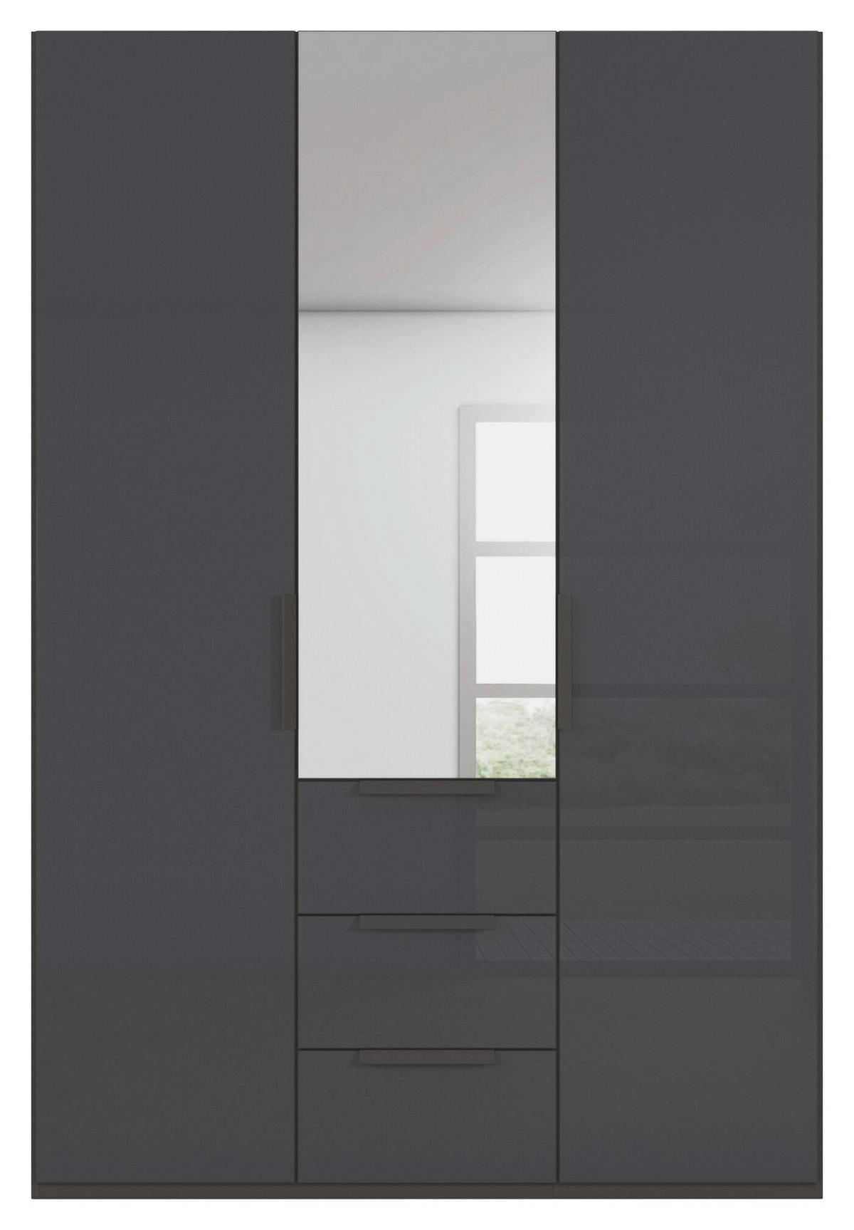 DREHTÜRENSCHRANK 151/223/61 cm,  in Graphitfarben, 3-türig  - Graphitfarben, Basics, Glas/Holzwerkstoff (151/223/61cm) - Novel