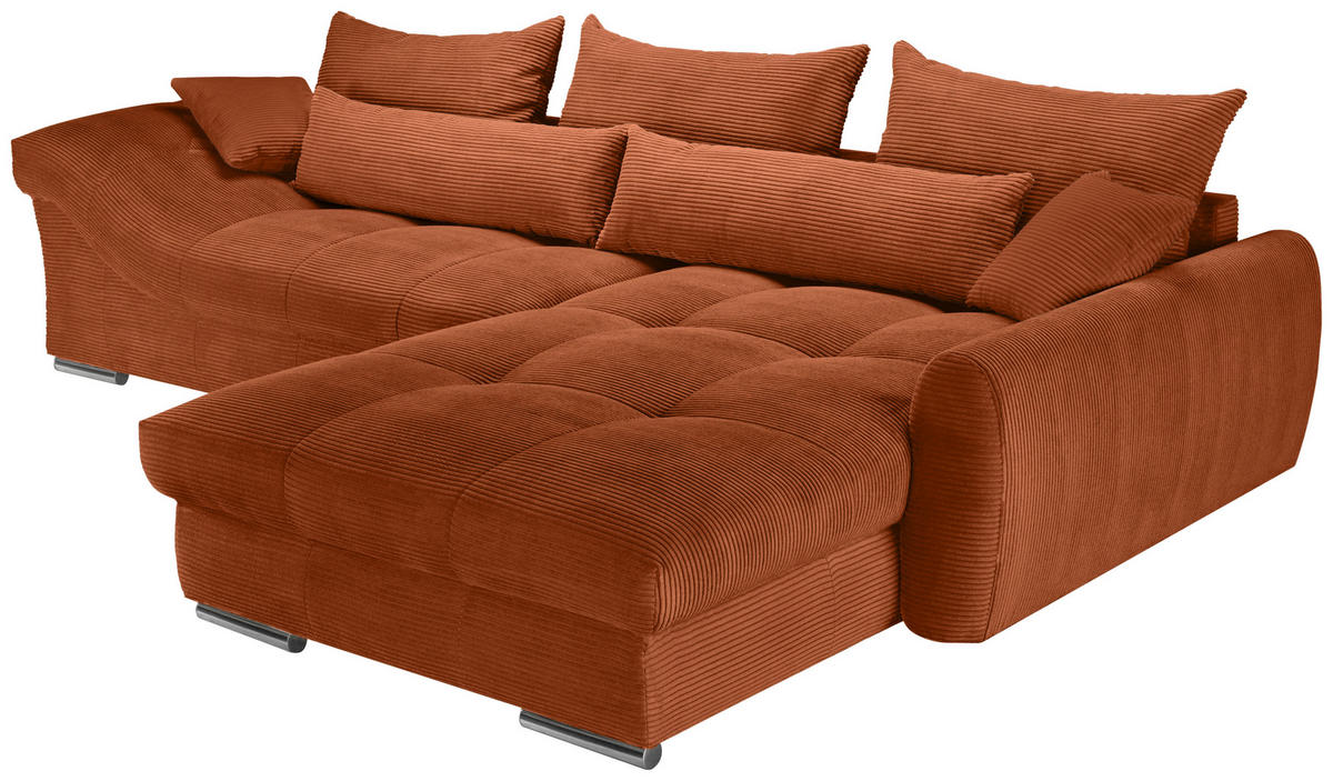 ECKSOFA Rostfarben Cord  - Chromfarben/Rostfarben, KONVENTIONELL, Textil/Metall (335/225cm) - Carryhome