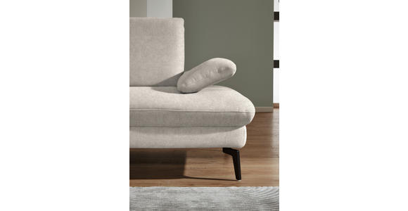 ECKSOFA in Chenille, Mikrofaser Ecru 157/299 cm - Ecru/Schwarz, Design, Textil/Metall (157/299cm) - Dieter Knoll