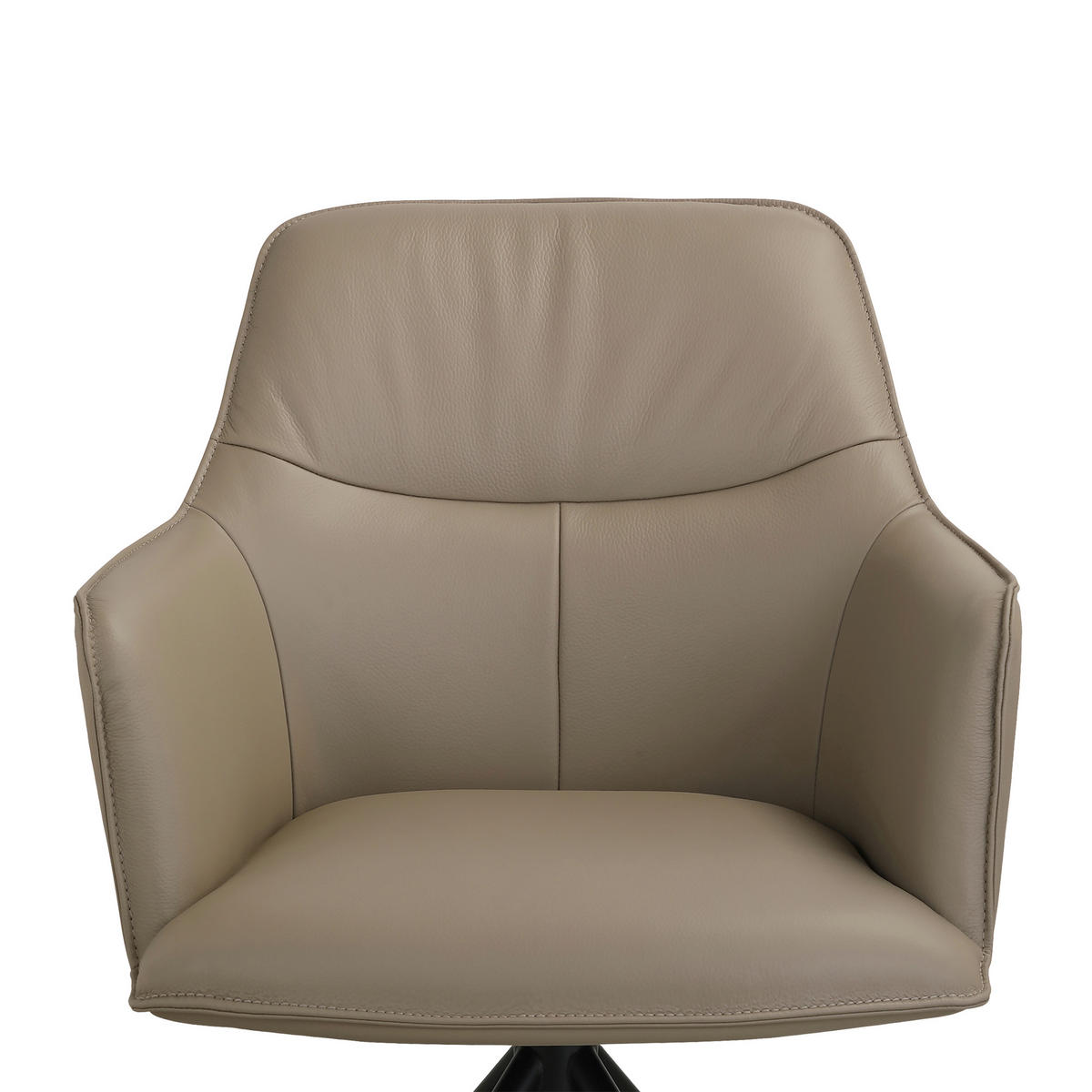 ARMLEHNSTUHL  Sitzfläche 360° drehbar, automatische Rückholfunktion  Echtleder  Schwarz, Taupe  - Taupe/Schwarz, Design, Leder/Metall (60/84/64cm) - Novel