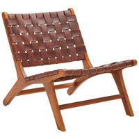 KŘESLO, kůže, dřevo, koňaková - koňaková, Basics, dřevo/kůže (60/78/68cm) - MID.YOU
