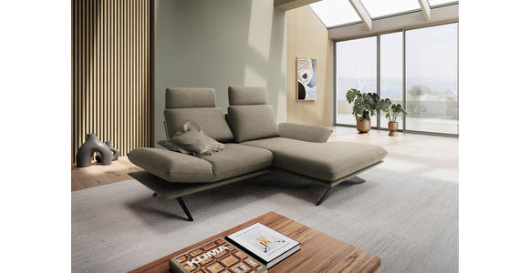 ECKSOFA  in Flachgewebe Hellbraun  234/155 cm  - Hellbraun/Schwarz, Design, Textil/Metall (234/155cm) - Dieter Knoll