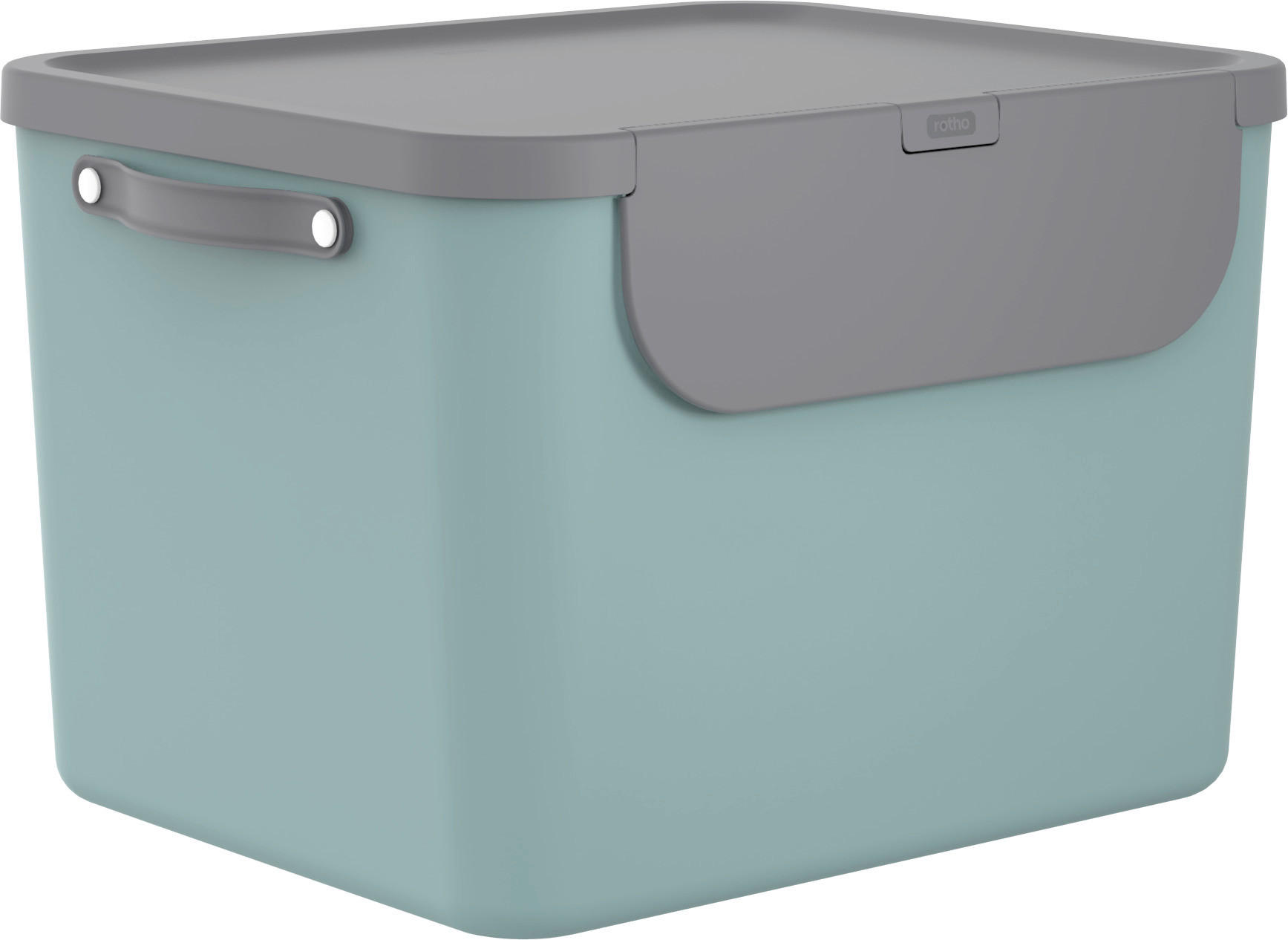 ABFALLEIMER ALBULA 55 L  - Anthrazit/Mintgrün, KONVENTIONELL, Kunststoff (40,5/34/52,3cm) - Rotho