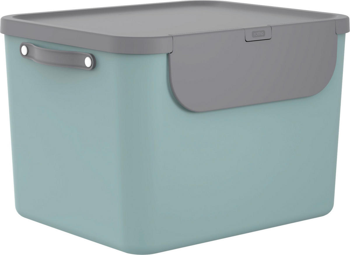 ABFALLEIMER ALBULA 55 L  - Anthrazit/Mintgrün, KONVENTIONELL, Kunststoff (40,5/34/52,3cm) - Rotho