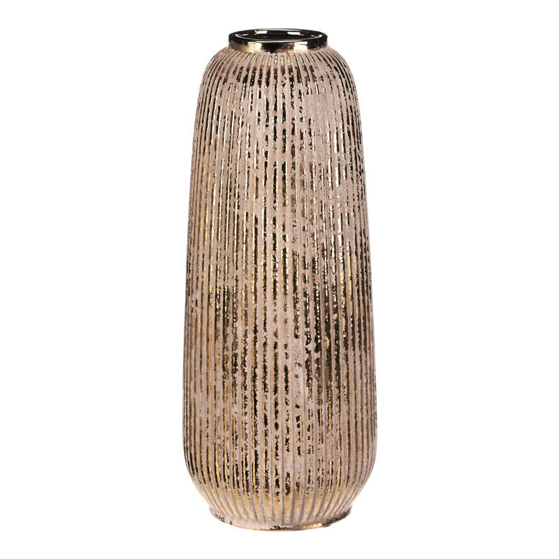DEKORAČNÁ VÁZA, keramika,  - zlatá, Basics, keramika (18/45/18cm)