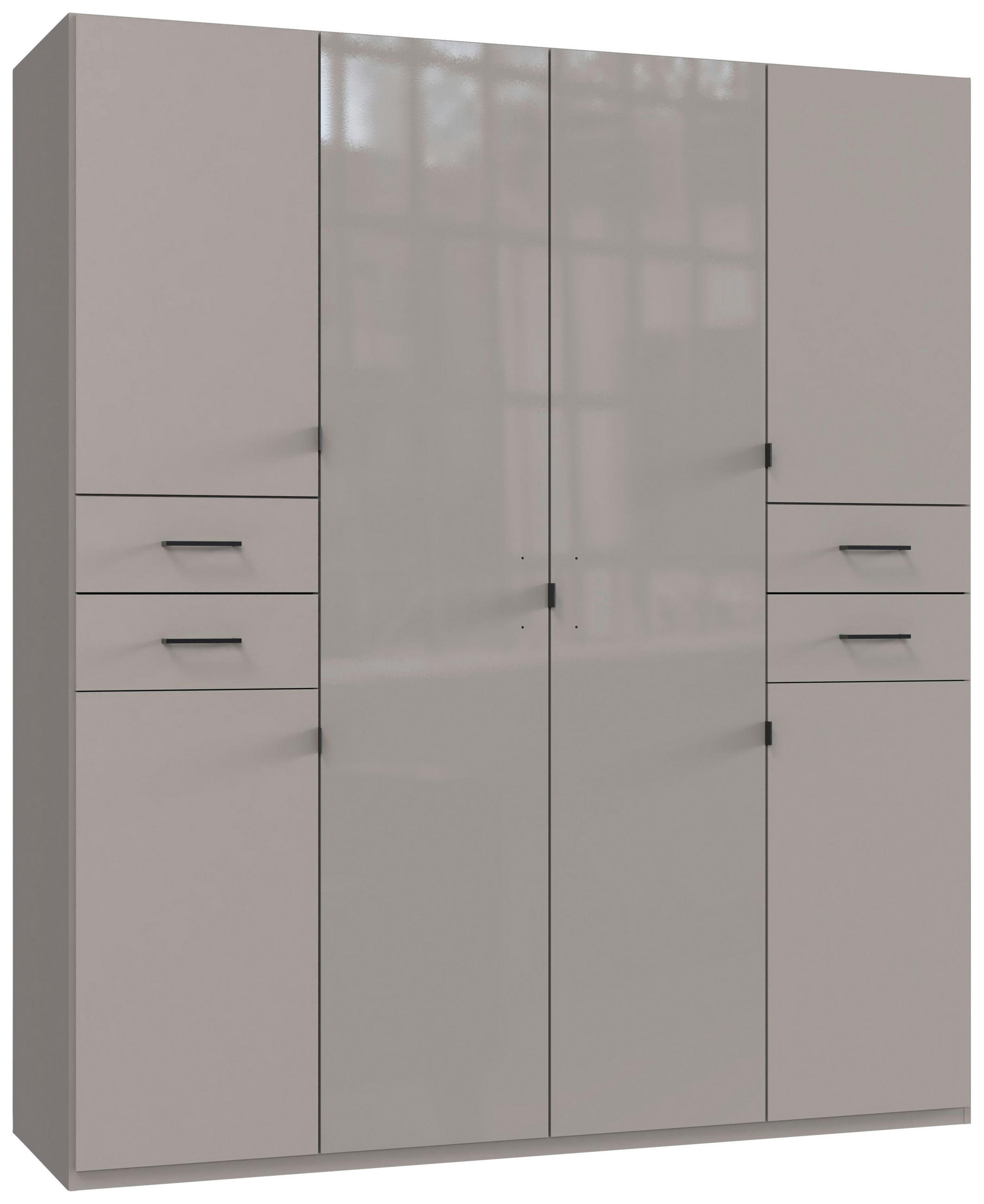 KLEIDERSCHRANK 180/208/58 cm,  in Grau, Sahara, 6-türig  - Schwarz/Grau, KONVENTIONELL, Glas/Holzwerkstoff (180/208/58cm) - Boxxx