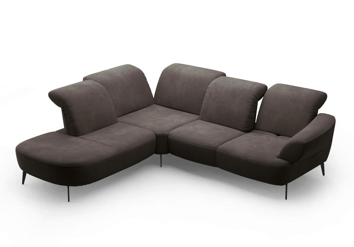 ECKSOFA in Flachgewebe Graphitfarben  - Schwarz/Graphitfarben, Modern, Textil/Metall (270/302cm) - Sit & More