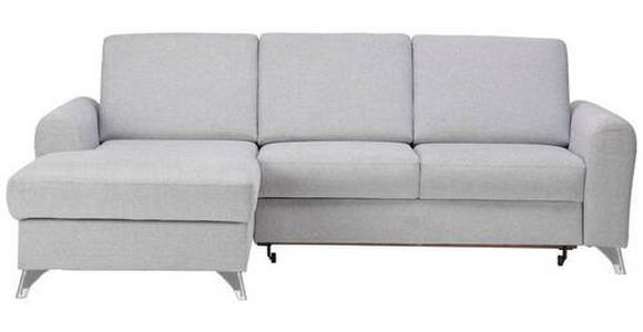 ECKSOFA in Flachgewebe Hellgrau  - Silberfarben/Hellgrau, Design, Textil/Metall (167/244cm) - Cantus