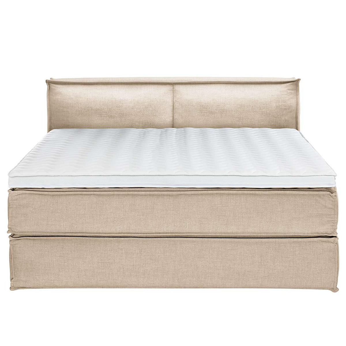 BOXSPRINGBETT 180/200 cm  in Beige  - Beige/Schwarz, Design, Textil (180/200cm) - home24