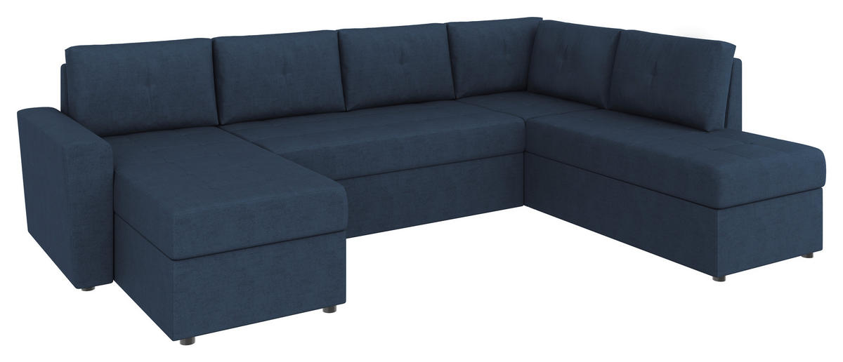 WOHNLANDSCHAFT TERMOLI Dunkelblau Jacquard  - Schwarz/Dunkelblau, Design, Kunststoff/Textil (155/297/212cm) - MID.YOU