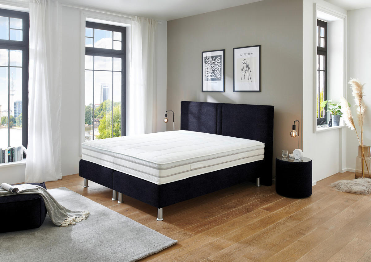 BOXSPRINGBETT 180/200 cm  in Schwarz  - Alufarben/Schwarz, Design, Kunststoff/Textil (180/200cm) - Beldomo - Sleep