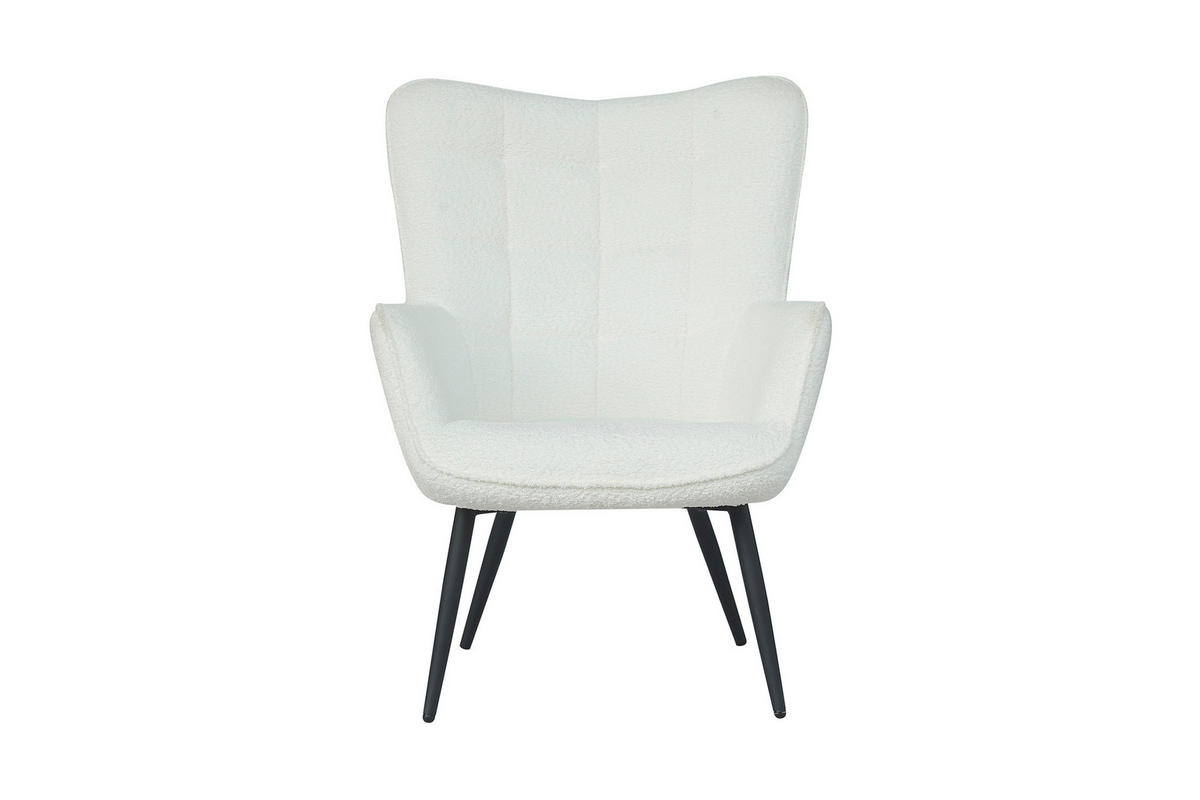 SESSEL in Bouclé Weiß  - Schwarz/Weiß, Basics, Textil/Metall (72/97/80cm) - MID.YOU