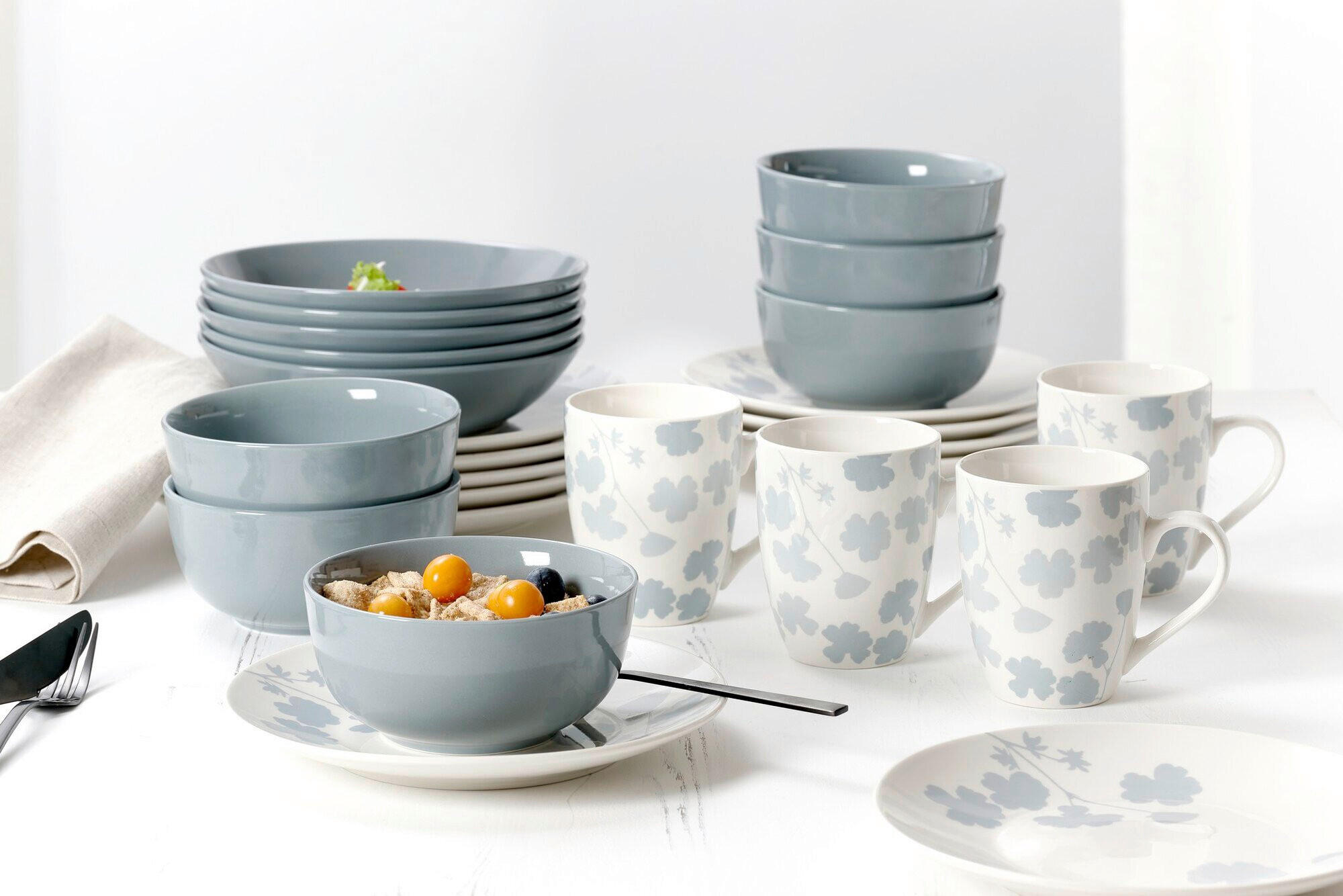 TAFELSERVICE Grau, Weiß Ida 12-teilig  - Weiß/Grau, KONVENTIONELL, Keramik (30/22/30cm) - Ritzenhoff Breker