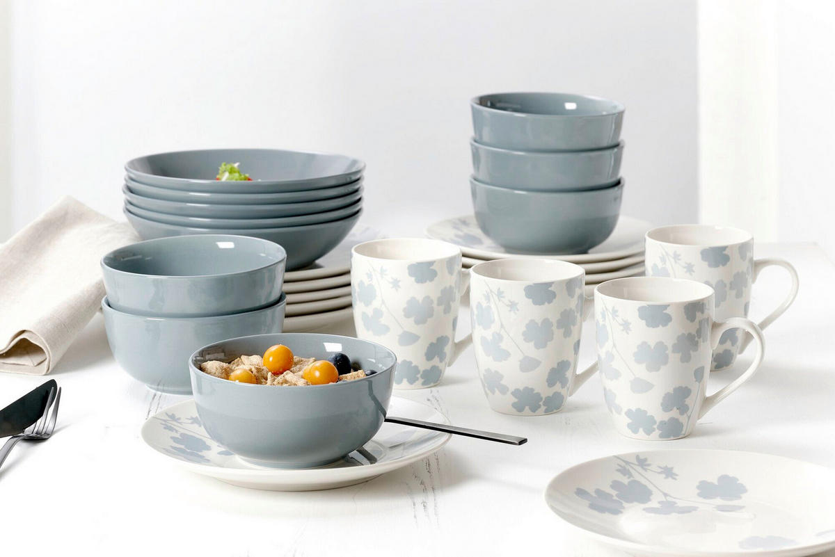 TAFELSERVICE Grau, Weiß Ida 12-teilig  - Weiß/Grau, KONVENTIONELL, Keramik (30/22/30cm) - Ritzenhoff Breker