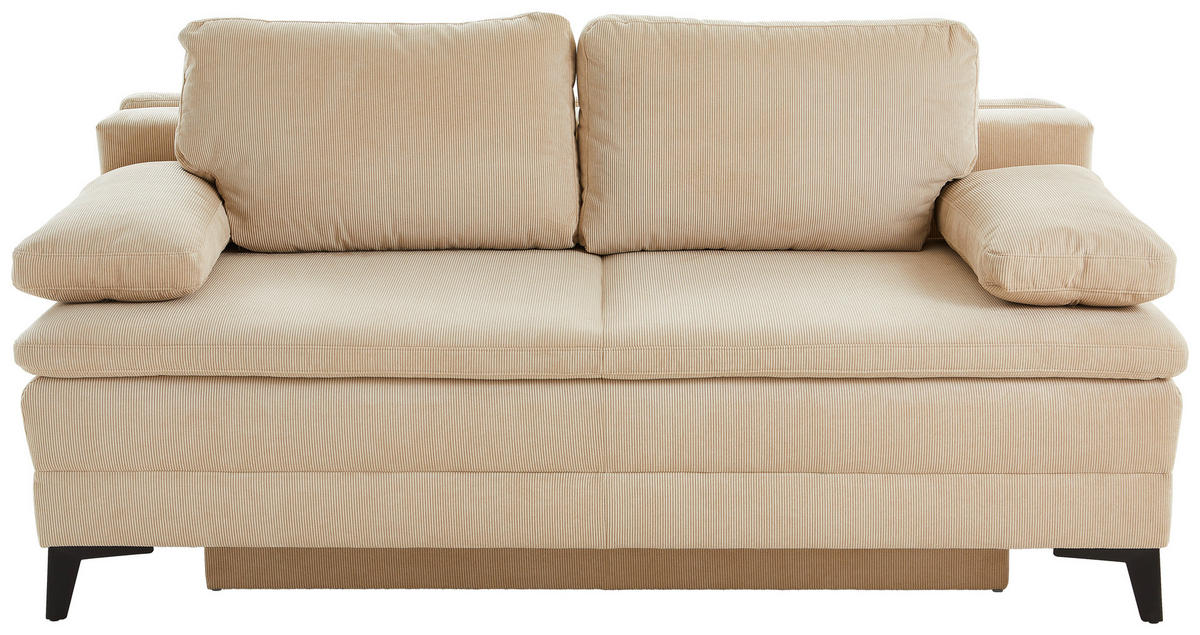 BOXSPRINGSOFA in Cord Beige  - Beige/Schwarz, Design, Textil/Metall (200/100/108cm) - Novel