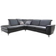 ECKSOFA in Echtleder Anthrazit  - Chromfarben/Anthrazit, KONVENTIONELL, Leder/Metall (242/292cm) - Cantus