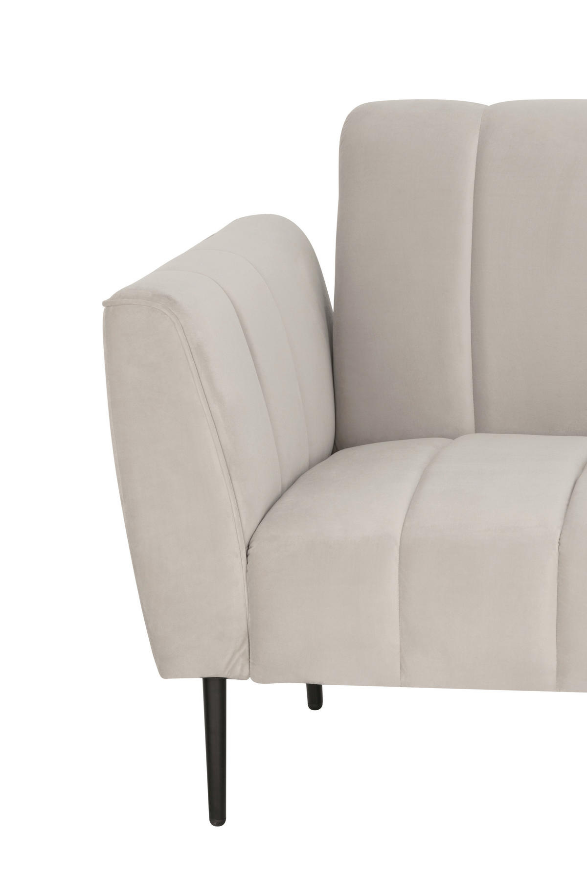 ECKSOFA Creme Samt  - Creme/Schwarz, MODERN, Textil/Metall (253/87/169cm) - P & B