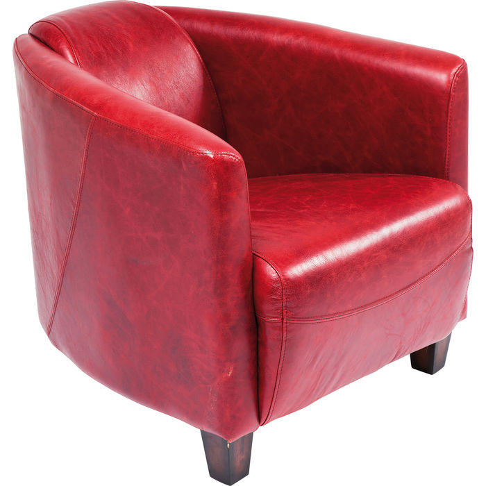 SESSEL Echtleder Rot    - Dunkelbraun/Rot, Design, Leder/Holz (70/72/83cm) - Kare-Design