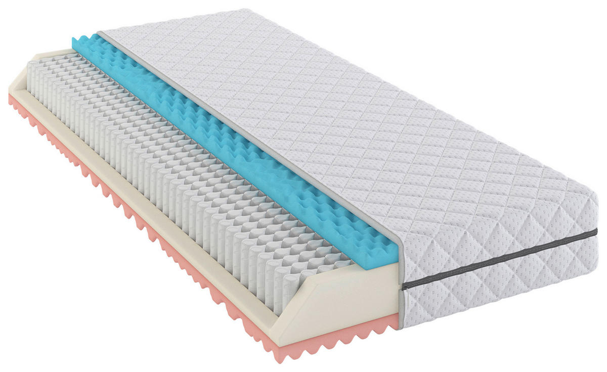 KALTSCHAUMMATRATZE 120/200 cm Höhe ca. 23 cm 7 -Zonen - Weiß, Design, Textil (120/200cm) - Sleeptex