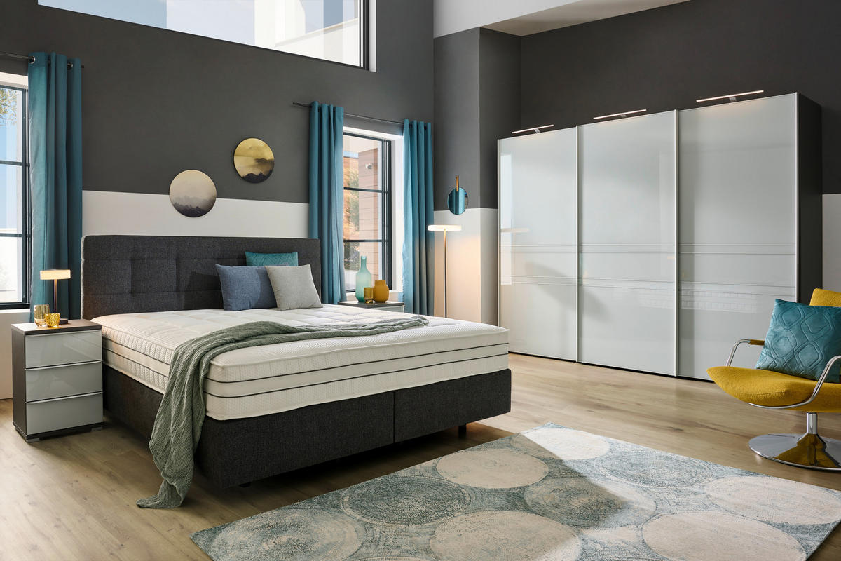 BOXSPRINGBETT 180/200 cm  in Anthrazit  - Anthrazit/Schwarz, Design, Kunststoff/Textil (180/200cm) - Esposa