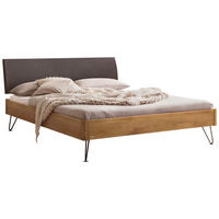 BETT 140/200 cm  in Anthrazit, Dunkelgrau, Wildeiche  - Wildeiche/Dunkelgrau, Design, Holz/Metall (140/200cm) - Hasena