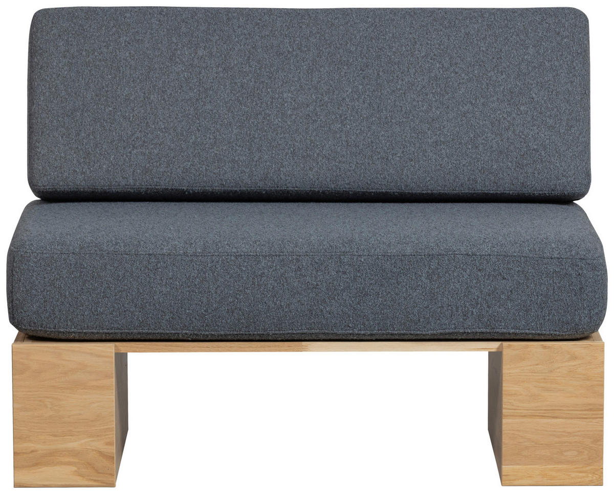 SITZBANK 110/84/67 cm Bouclé Eichefarben, Dunkelgrau Eiche massiv  - Eichefarben/Dunkelgrau, MODERN, Holz/Textil (110/84/67cm) - Livetastic