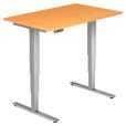 SCHREIBTISCH 120/80/63,5-128,5 cm Silberfarben, Buchefarben elektrisch höhenverstellbar  - Silberfarben/Buchefarben, KONVENTIONELL, Holzwerkstoff/Metall (120/80/63,5-128,5cm) - Venda