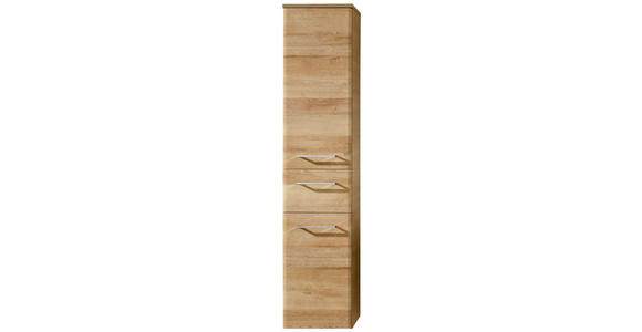 HOCHSCHRANK 30/185,5/33 cm  - Chromfarben/Eichefarben, KONVENTIONELL, Glas/Holzwerkstoff (30/185,5/33cm) - Xora