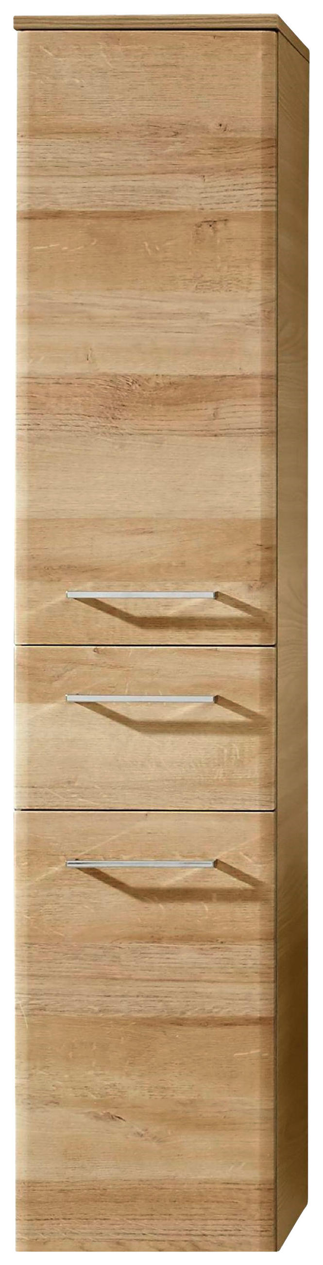 HOCHSCHRANK 30/185,5/33 cm  - Chromfarben/Eichefarben, KONVENTIONELL, Glas/Holzwerkstoff (30/185,5/33cm) - Xora
