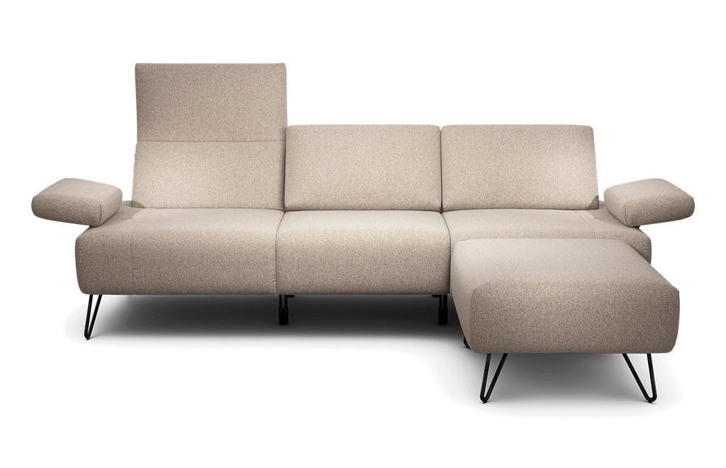 3-SITZER-SOFA Chenille Sandfarben  - Sandfarben/Schwarz, Design, Textil/Metall (234-264/85/86-94cm) - SENSOO